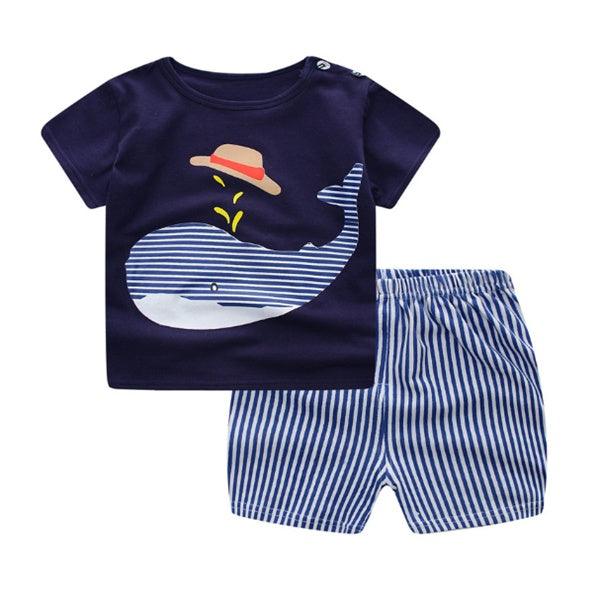 Vêtements de dessin animé pour bébé garçon, vêtements d'été, t-shirts, ensembles de vêtements décontractés pour bébé fille